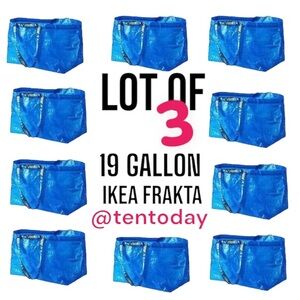 NEW Lot of Three 3 Frakta Large‎ 19 Gallon Blue IKEA Tote Carrying Storage Bags